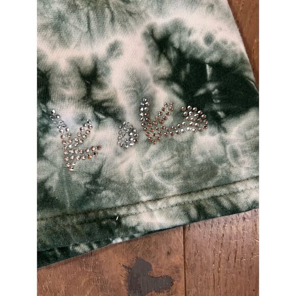 IAMKOKO.LA  Los Angeles green white tie-dye sweat shorts sz M rhinestone logo - Picture 11 of 11